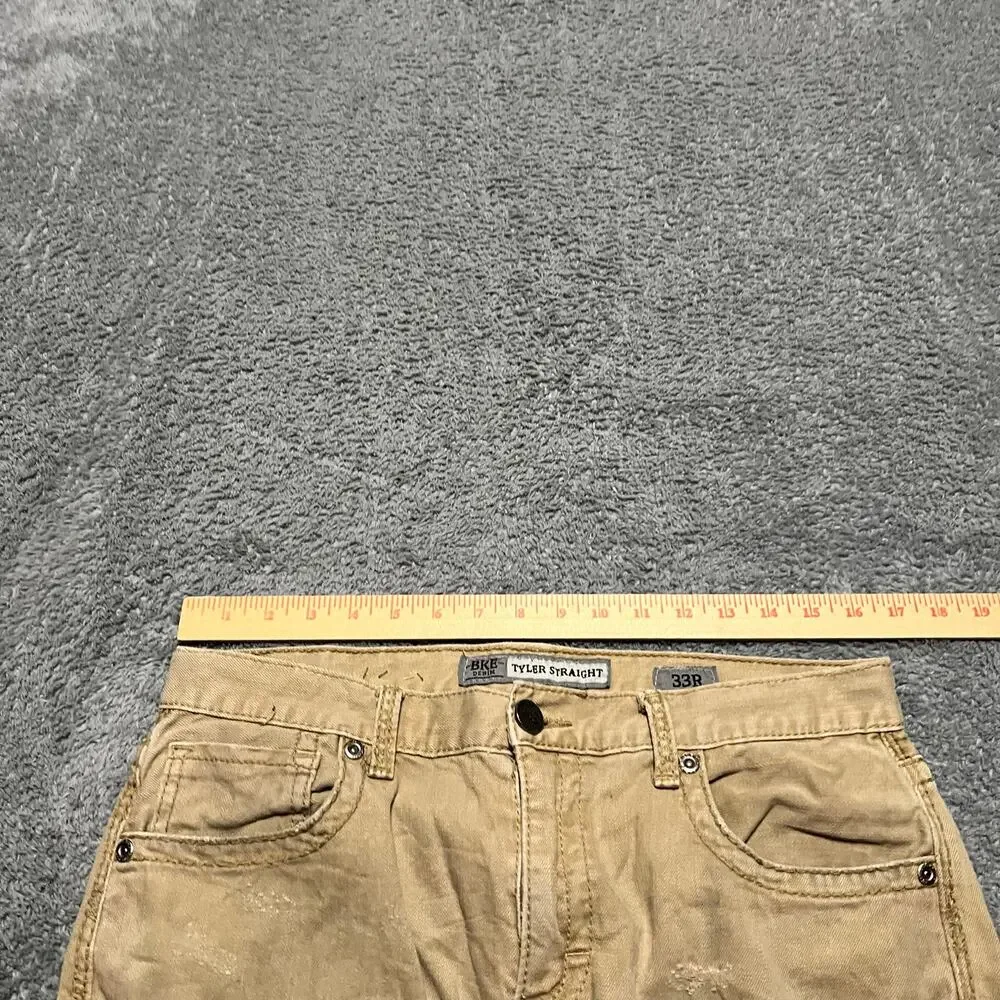 BKE Jeans Mens 33 (33x30) Khaki Tan Tyler Straight Buckle Chino Pants